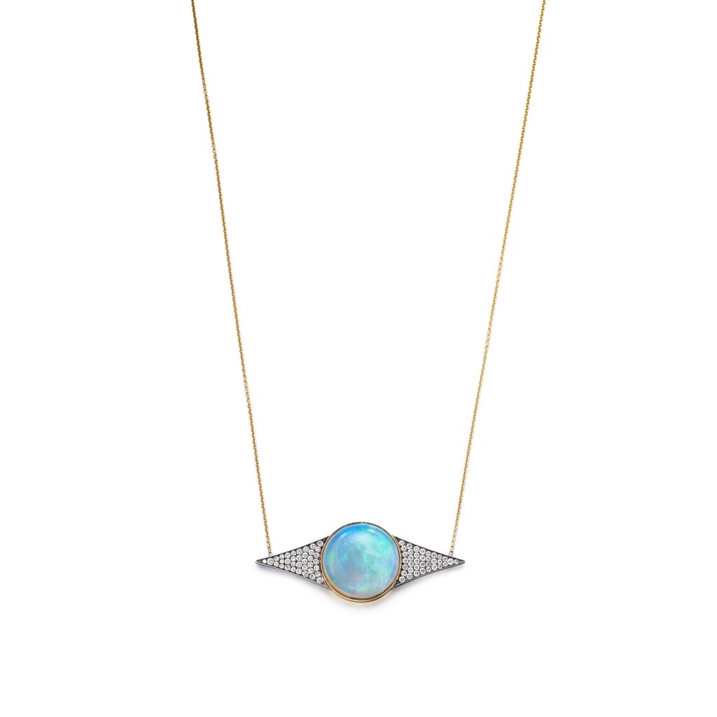 Gold, White Gold, Opal and Diamond Pendant Necklace