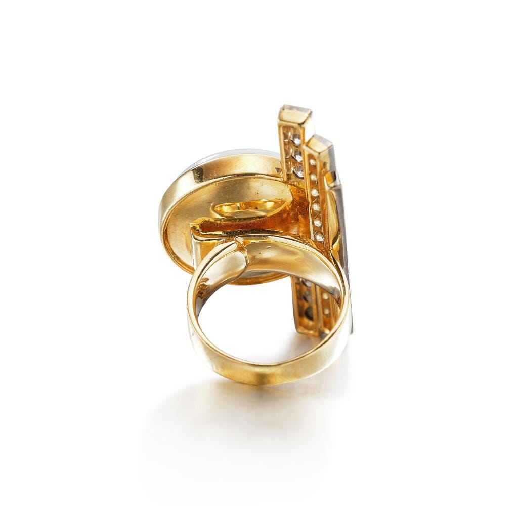 Gold, White Gold, Opal and Diamond Ring