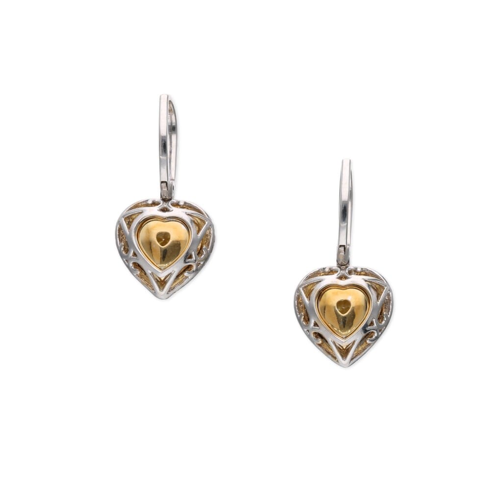Gold and 6.53ctw Heart Shape Fancy Yellow Diamond Drop Earrings