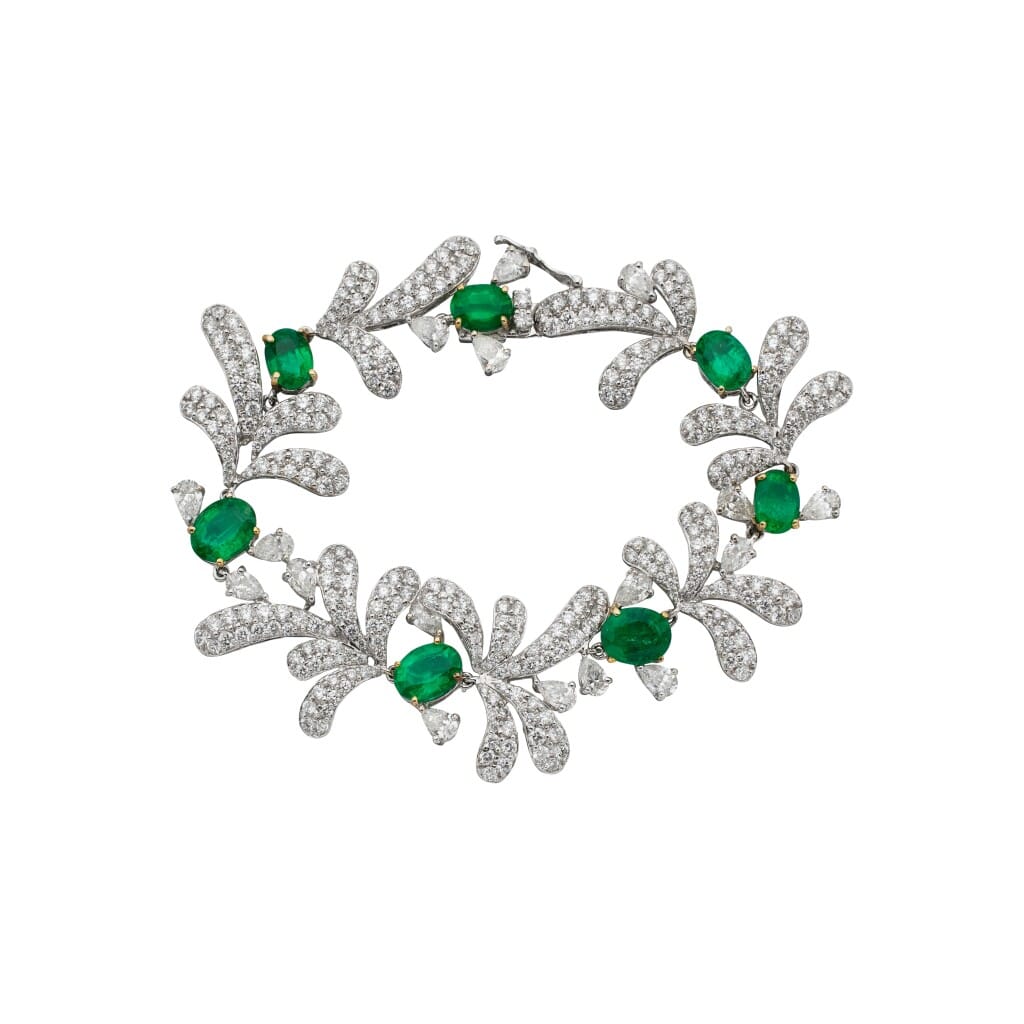 White Gold, Emerald and Diamond Bracelet