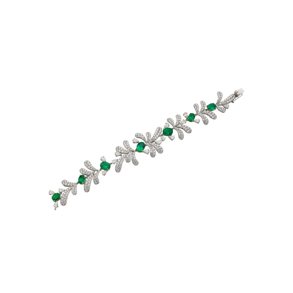 White Gold, Emerald and Diamond Bracelet