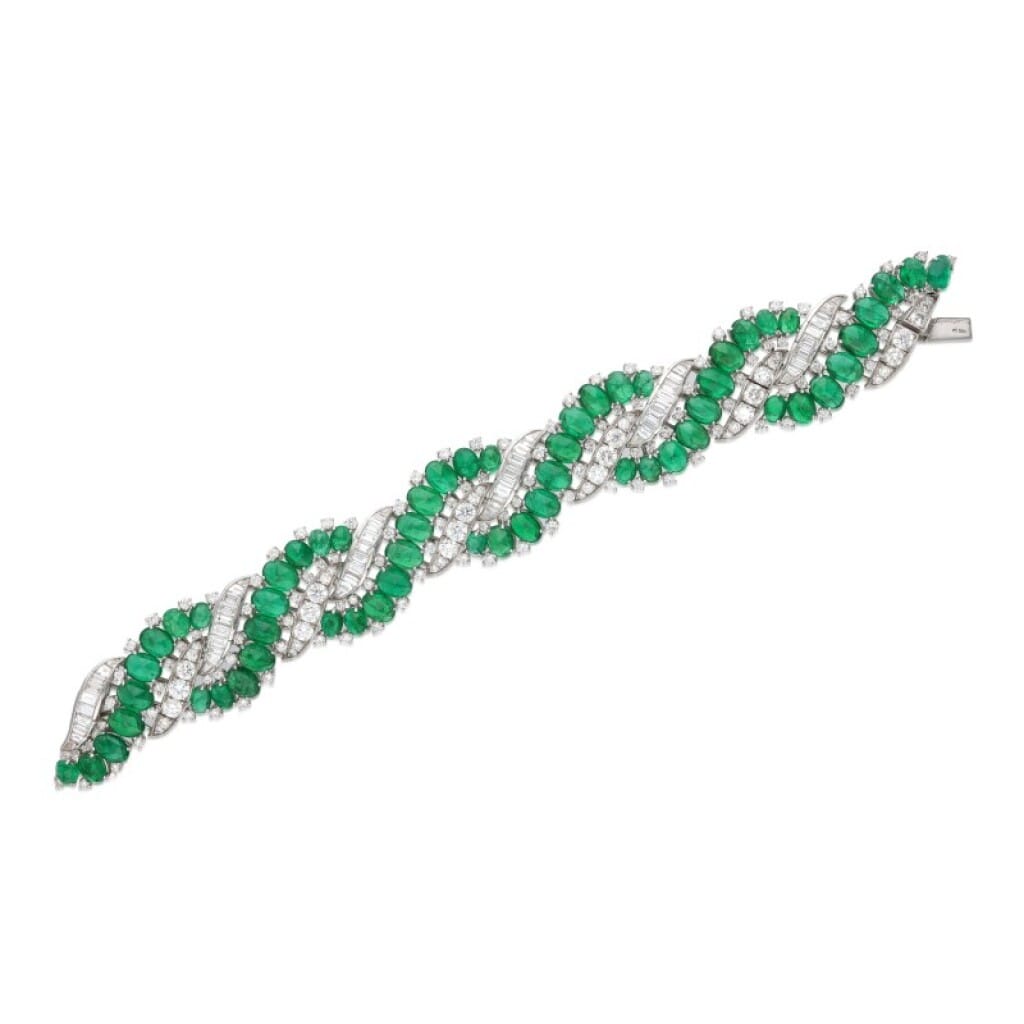 Platinum, Emerald and Diamond Bracelet