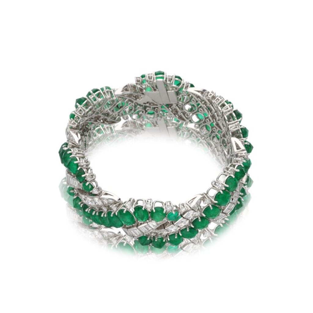 Platinum, Emerald and Diamond Bracelet