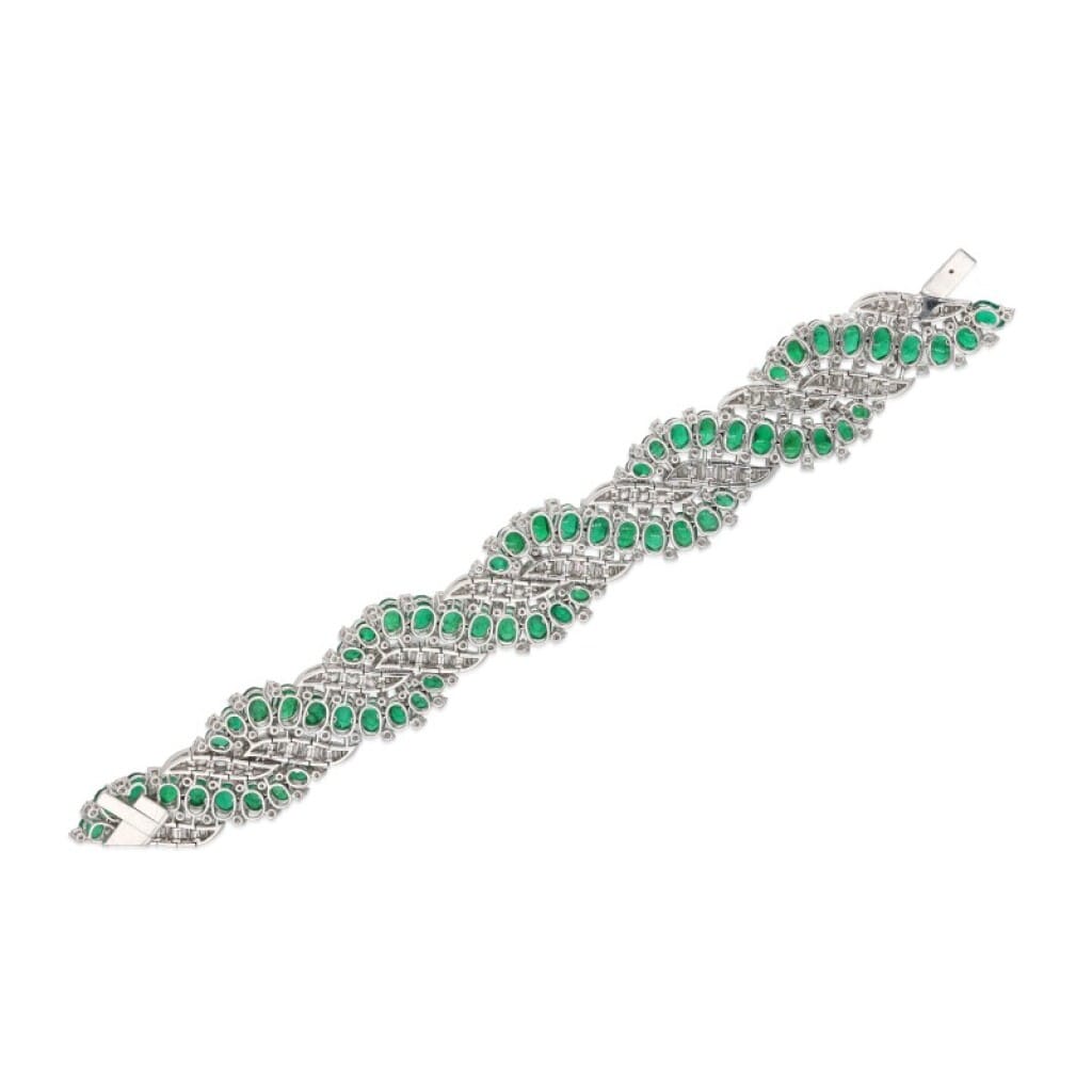 Platinum, Emerald and Diamond Bracelet