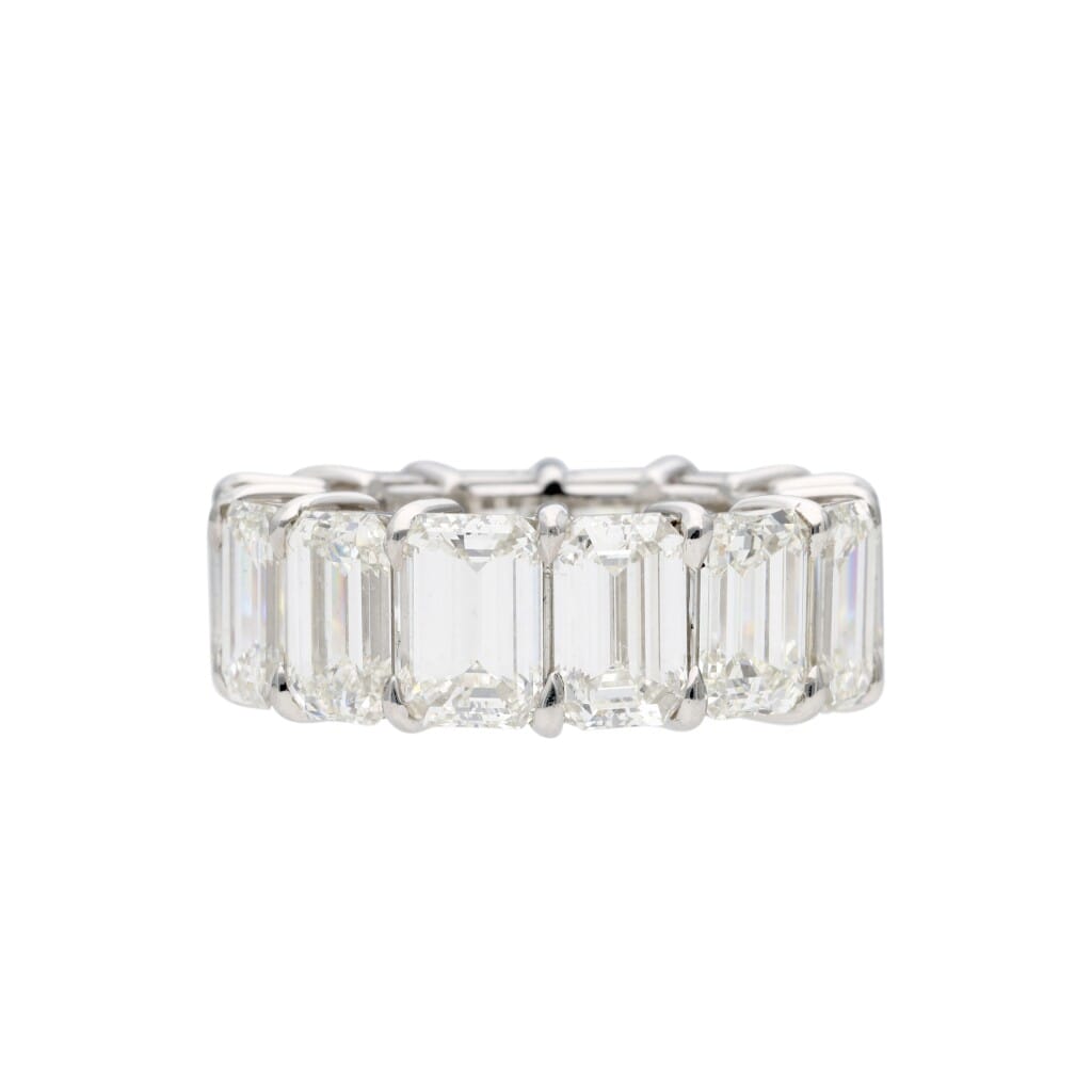 Platinum and 14.55ctw Emerald Cut Diamond Eternity Band Ring