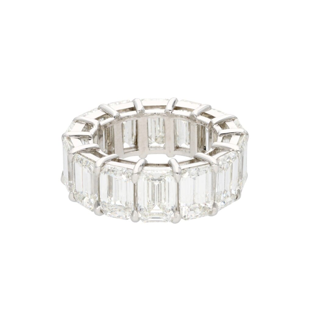 Platinum and 14.55ctw Emerald Cut Diamond Eternity Band Ring