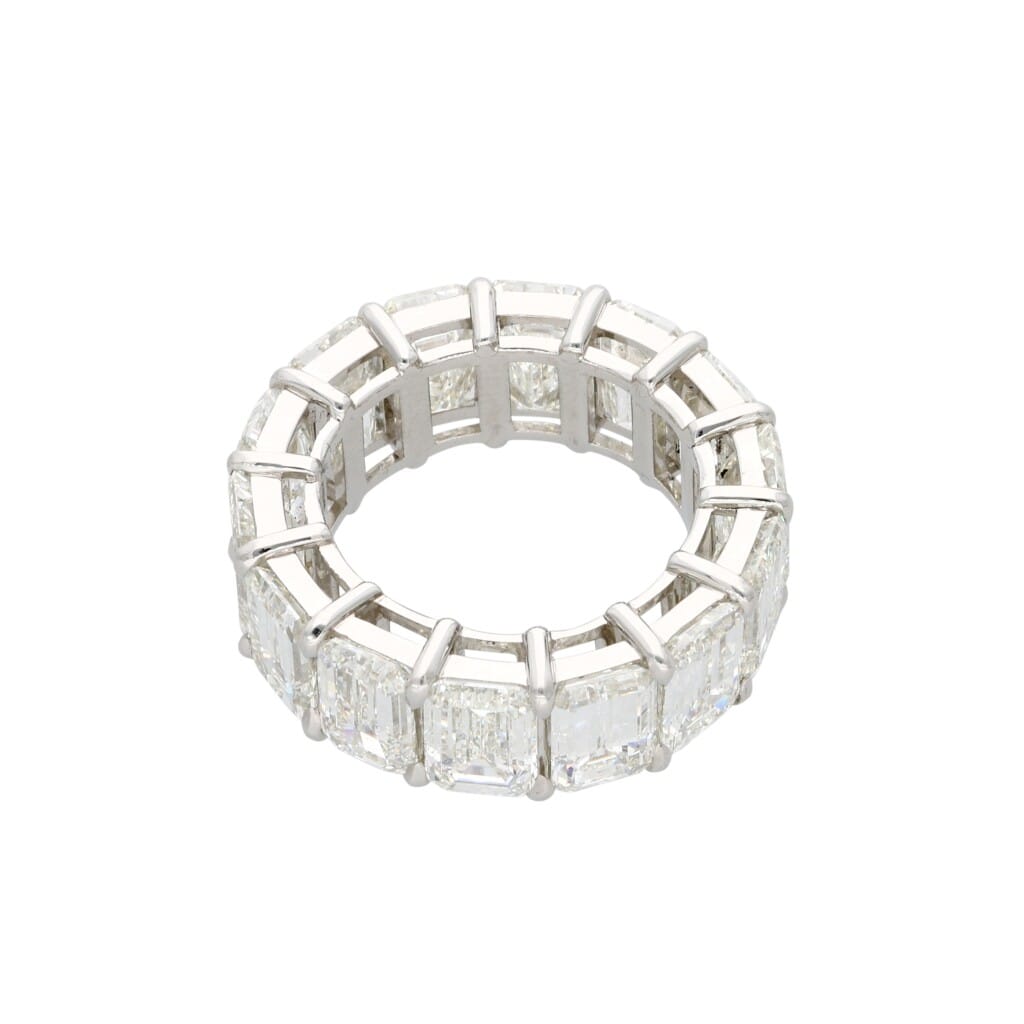 Platinum and 14.55ctw Emerald Cut Diamond Eternity Band Ring