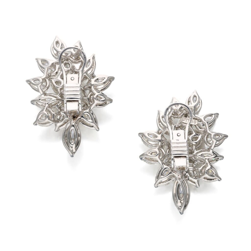 Platinum and 33.50ctw Diamond Cluster Earclips