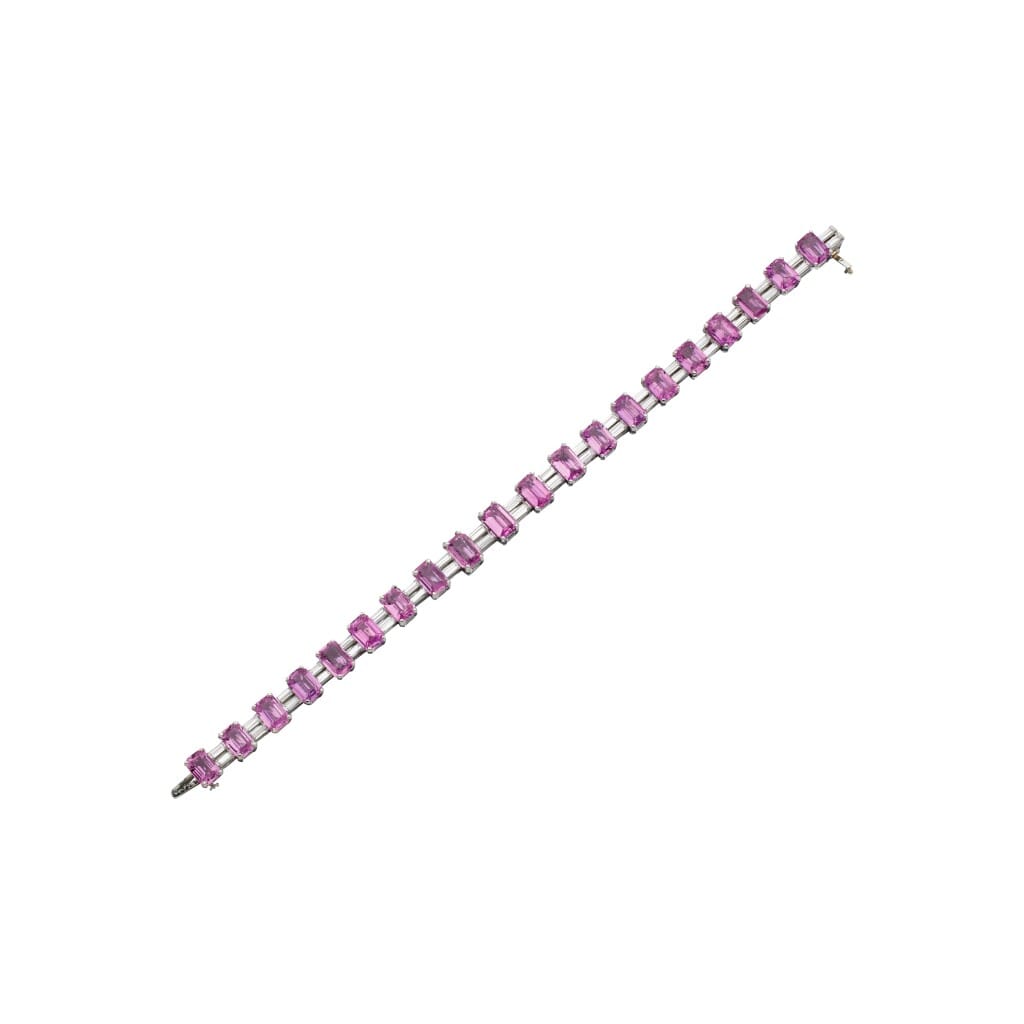 White Gold, Pink Sapphire and Diamond Bracelet