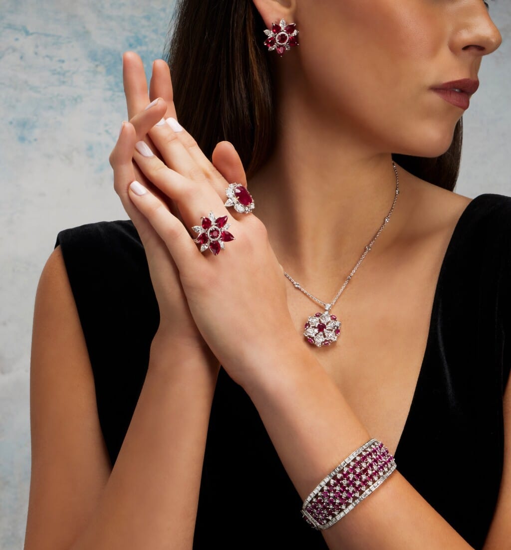 Platinum, 10.54ct Burmese Ruby and Diamond Flower Ring