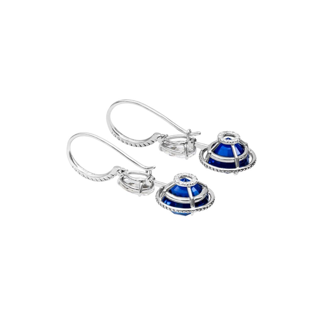 Platinum, 11.98cts Ceylon Sapphire and Diamond Drop Earrings