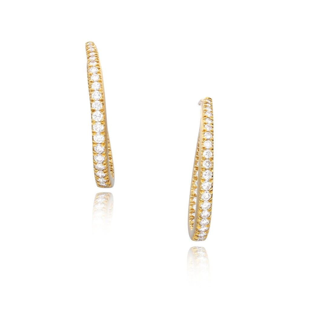 Gold and Diamond Inside Outside Hoop Earrings