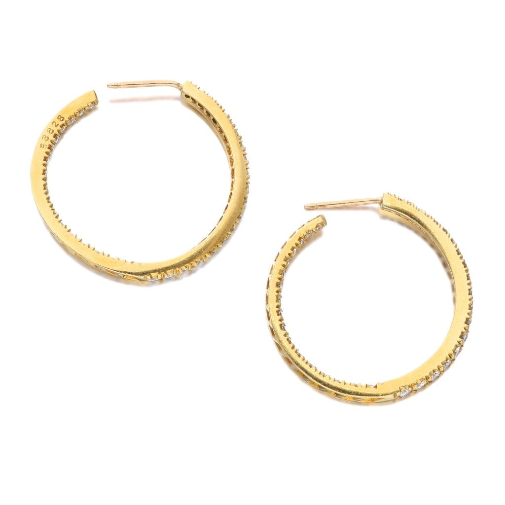Gold and Diamond Inside Outside Hoop Earrings