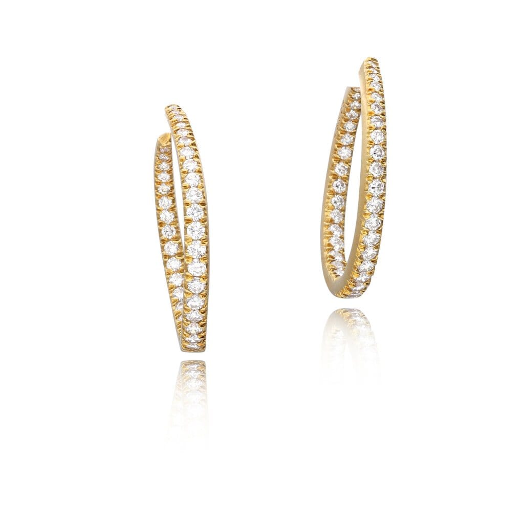 Gold and Diamond Inside Outside Hoop Earrings