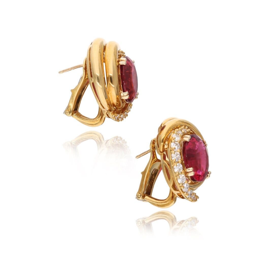 Gold, Tourmaline and Diamond Earclips