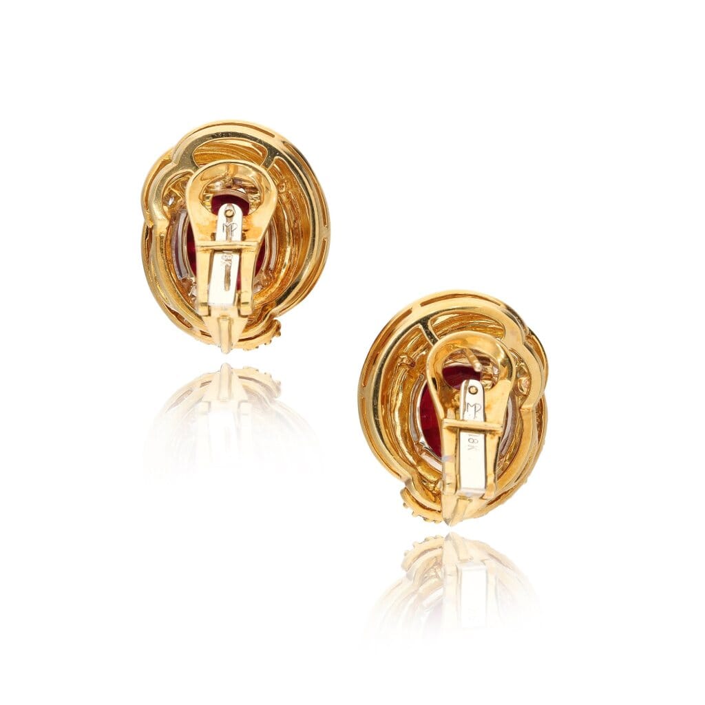 Gold, Tourmaline and Diamond Earclips