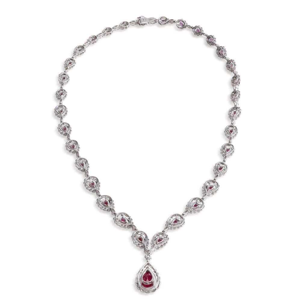 White Gold, Ruby and Diamond Necklace