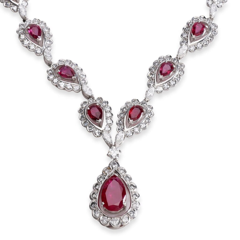 White Gold, Ruby and Diamond Necklace