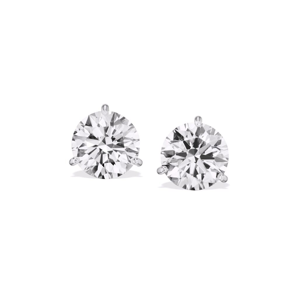 Platinum and 2.80ctw Round Brilliant Cut Diamond Stud Earrings