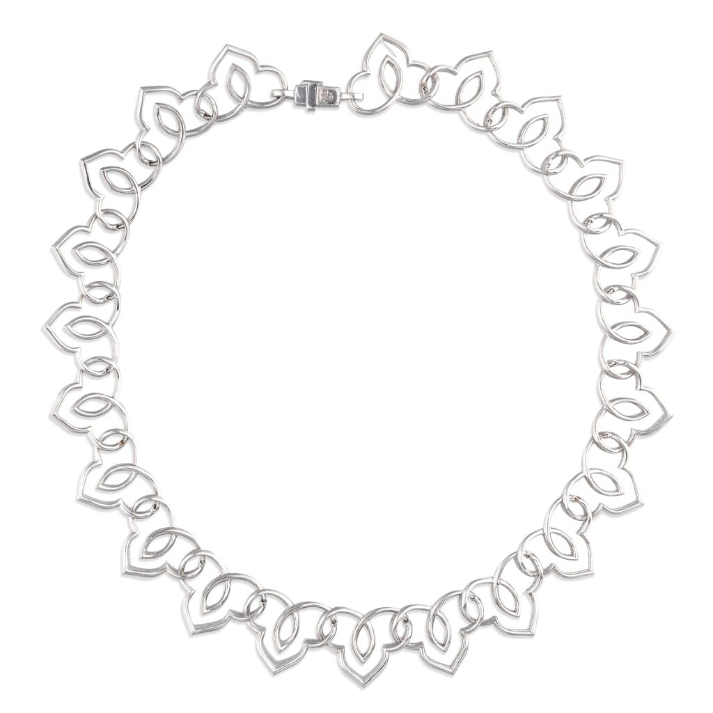White Gold and Diamond Lotus Collar Necklace