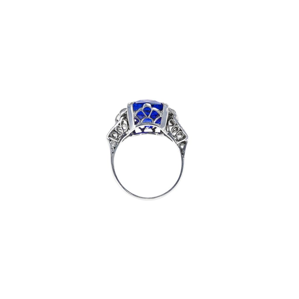 Platinum, 10.15ct Ceylon Royal Blue Sapphire and Diamond Ring