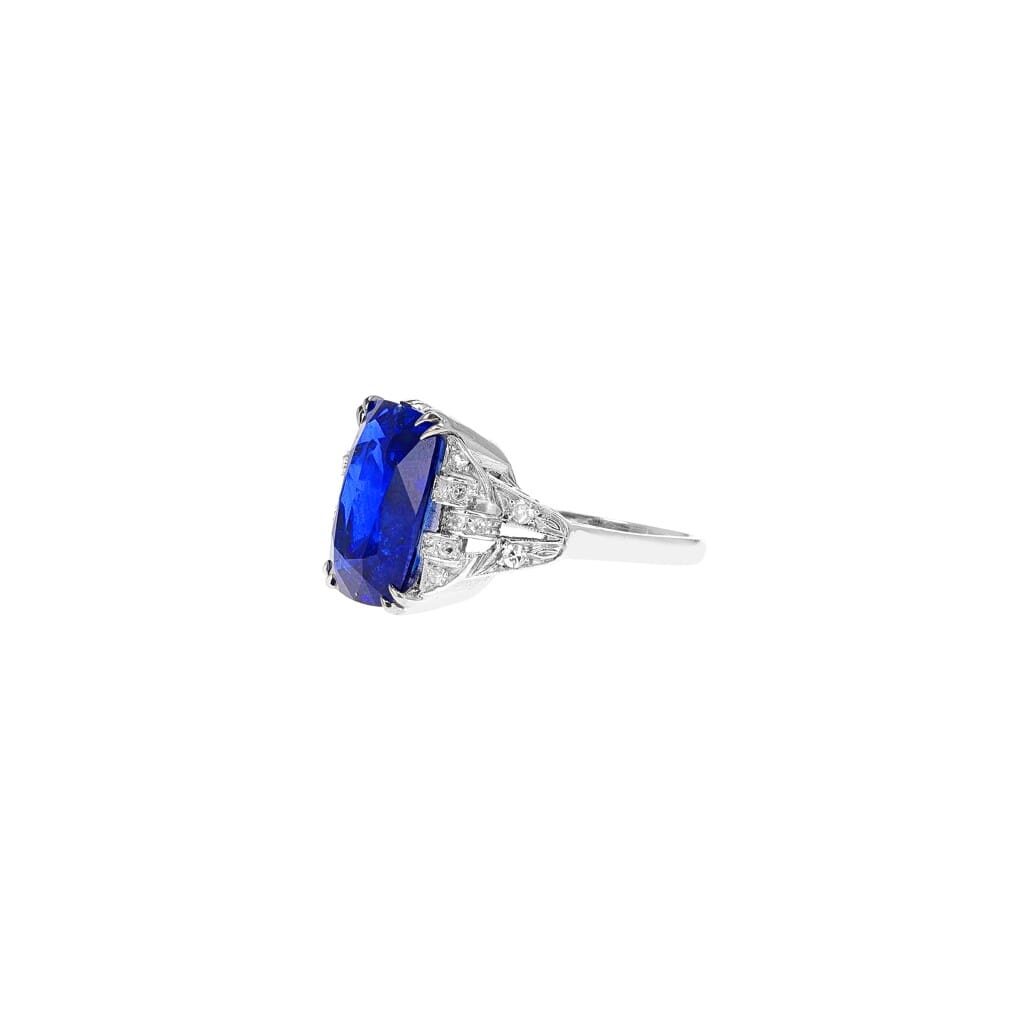 Platinum, 10.15ct Ceylon Royal Blue Sapphire and Diamond Ring
