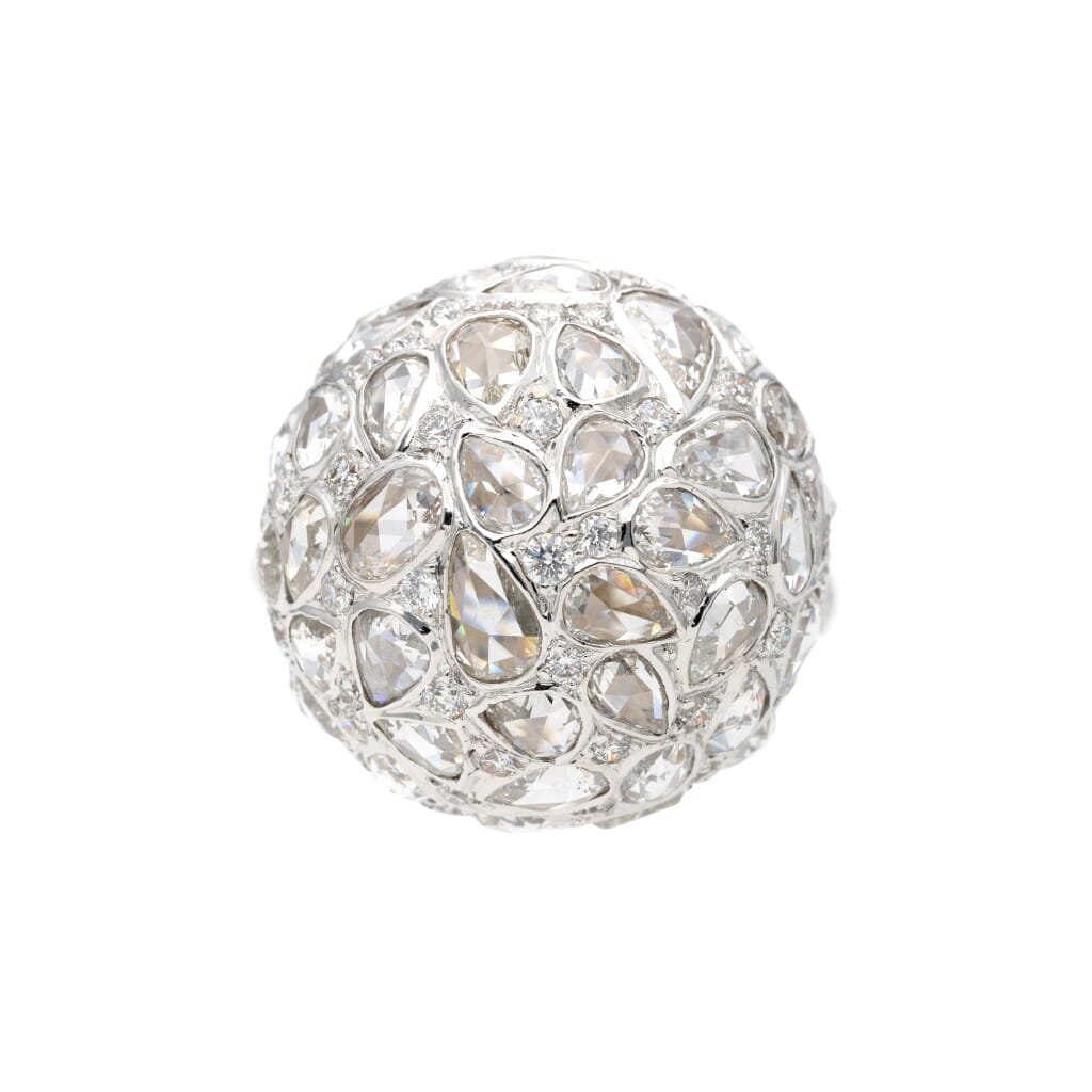 White Gold and Diamond Orb Ring