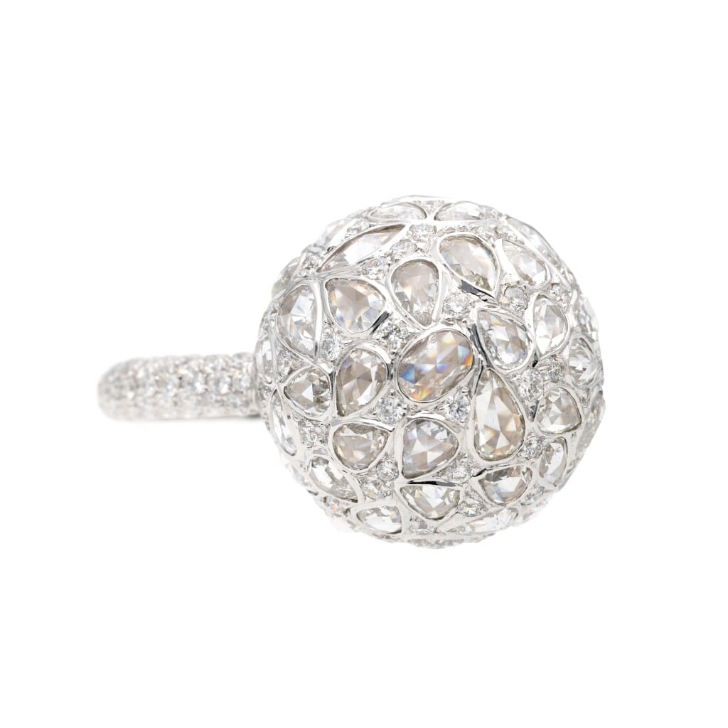 White Gold and Diamond Orb Ring