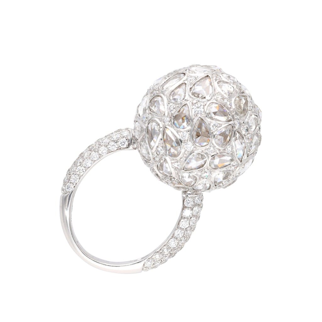 White Gold and Diamond Orb Ring
