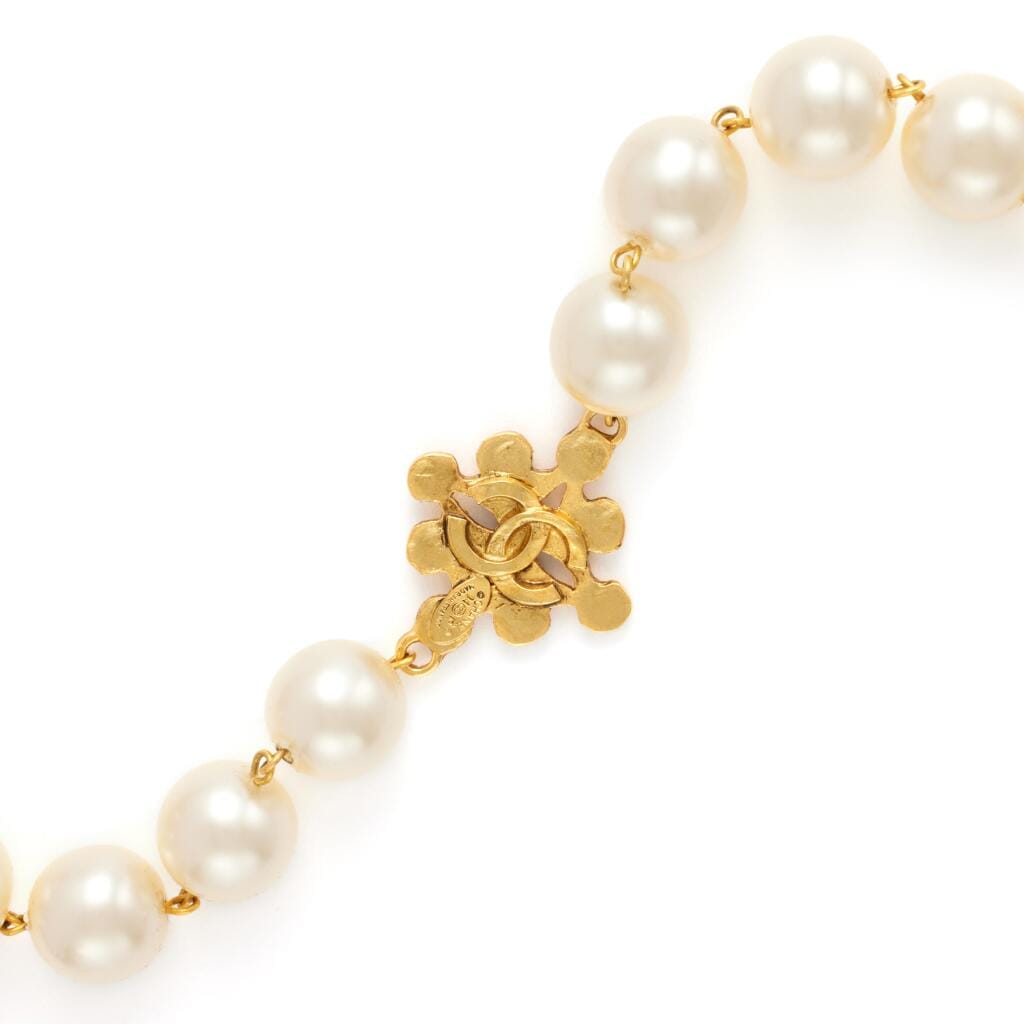 Imitation Pearl and Gold Metal CC Necklace, 1994