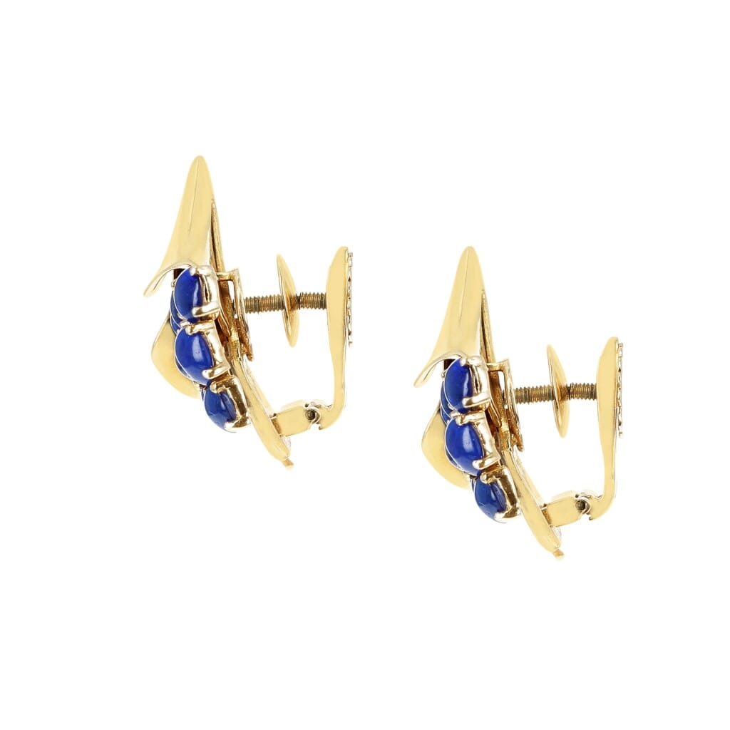 Gold, Sapphire and Diamond Reflection Earclips