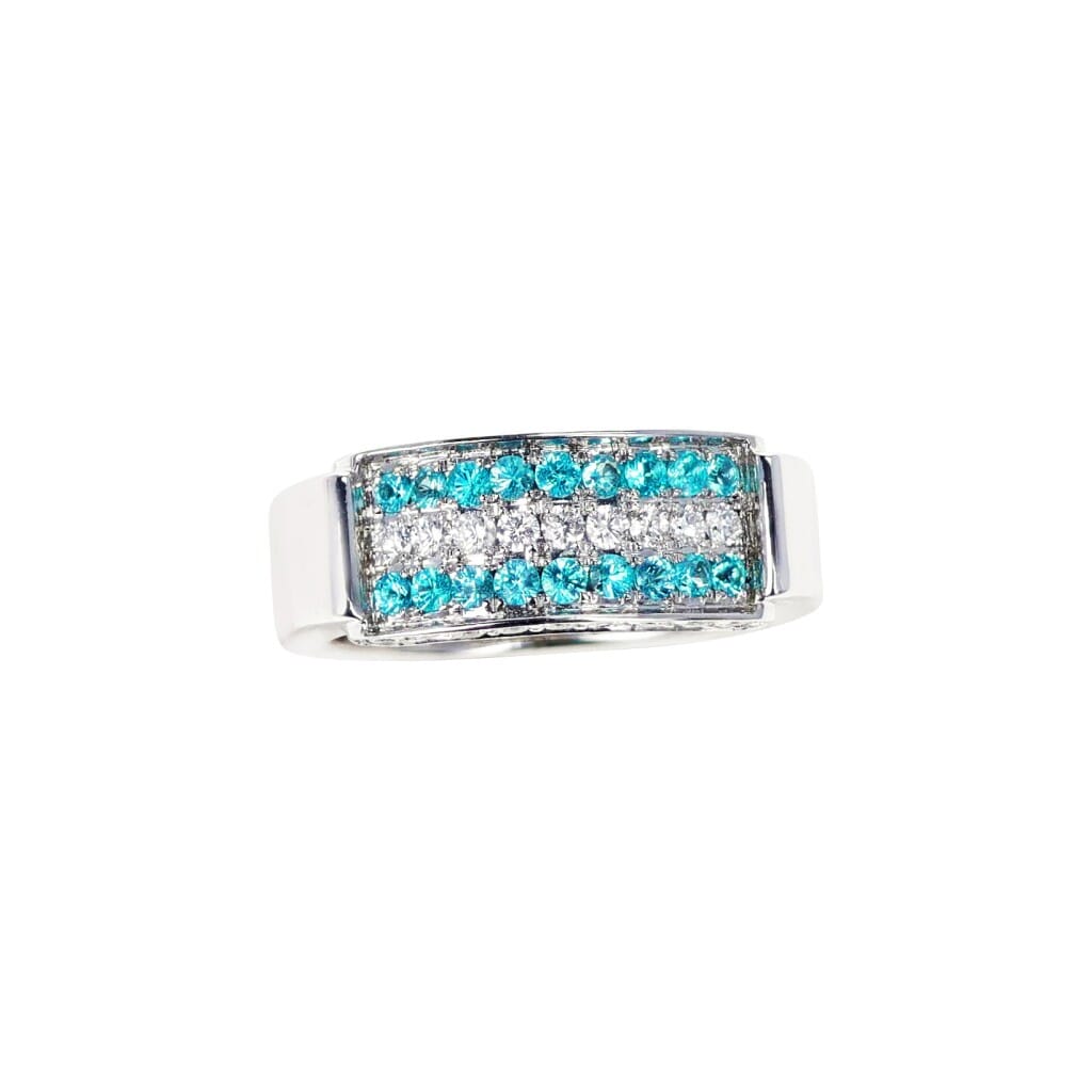 White Gold, Brazilian Paraíba Tourmaline and Diamond Ring