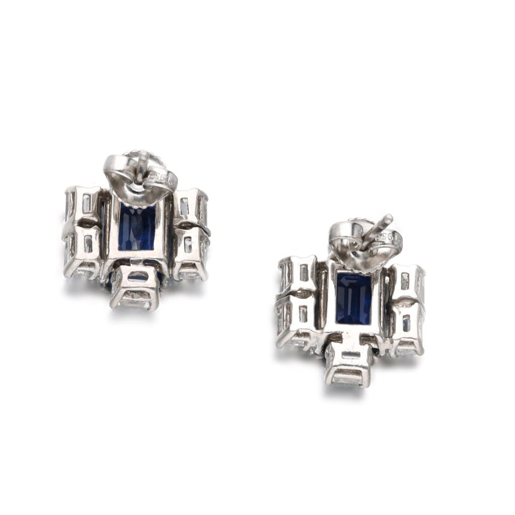 Platinum, Sapphire and Diamond Earrings