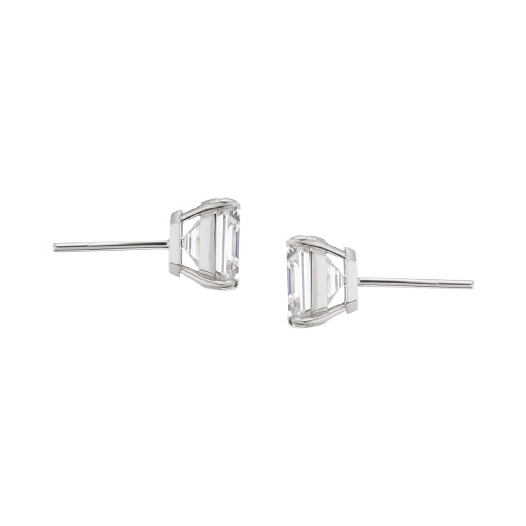 Platinum and 4.02ctw Asscher Cut Diamond Stud Earrings