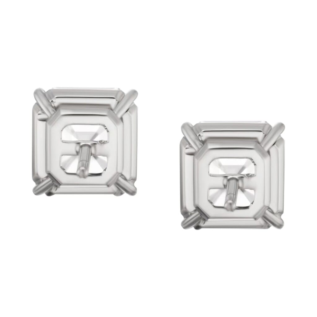 Platinum and 4.02ctw Asscher Cut Diamond Stud Earrings