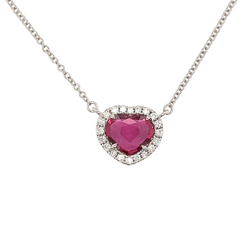 White Gold, 2.09ct Mozambique Ruby and Diamond Pendant Necklace