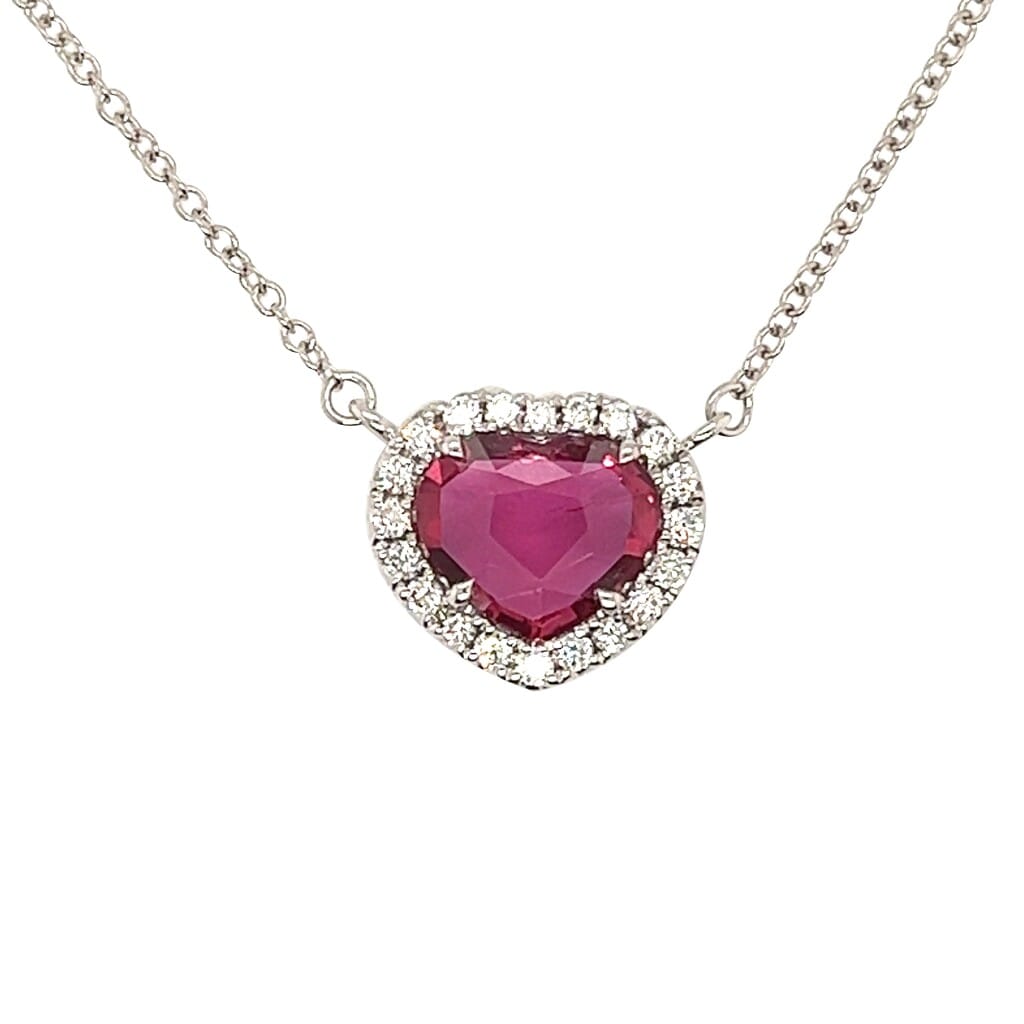 White Gold, 2.09ct Mozambique Ruby and Diamond Pendant Necklace