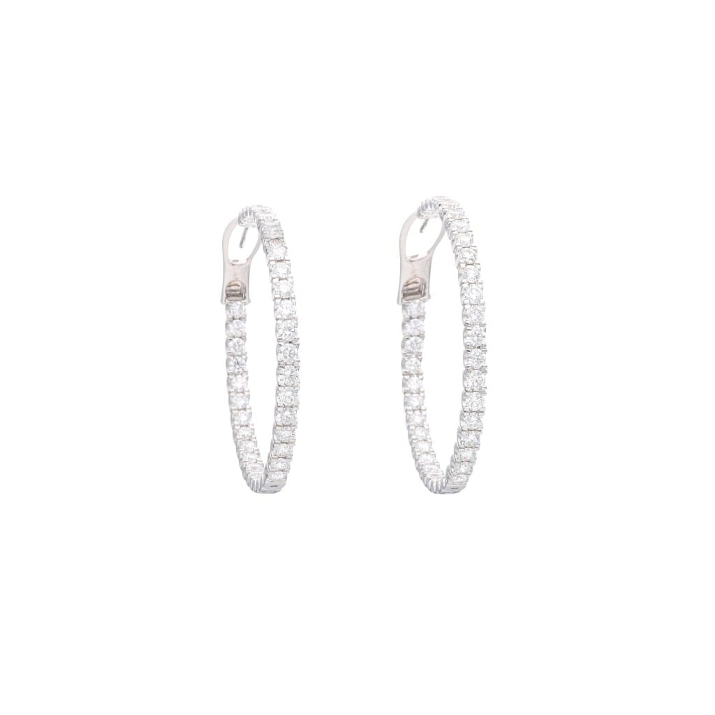 White Gold and 6.85ctw Diamond Hoop Earrings