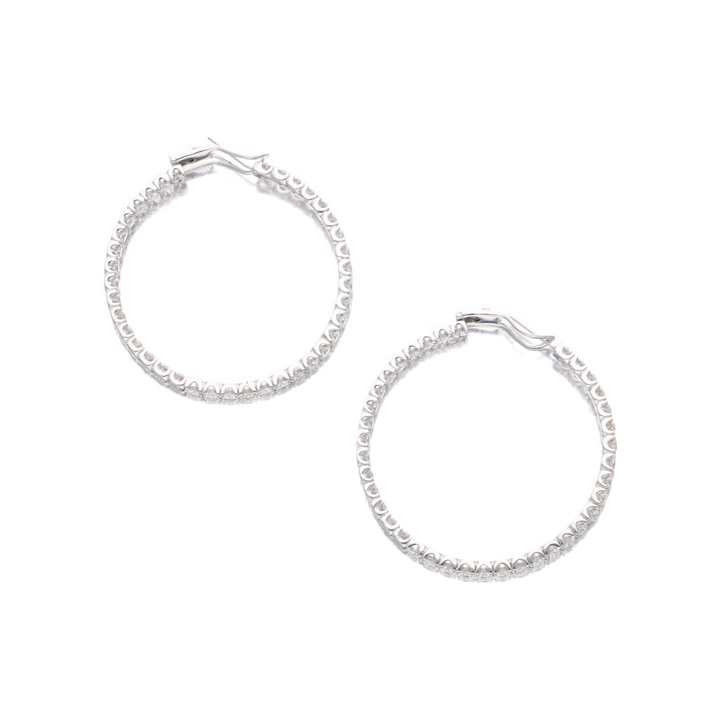 White Gold and 6.85ctw Diamond Hoop Earrings