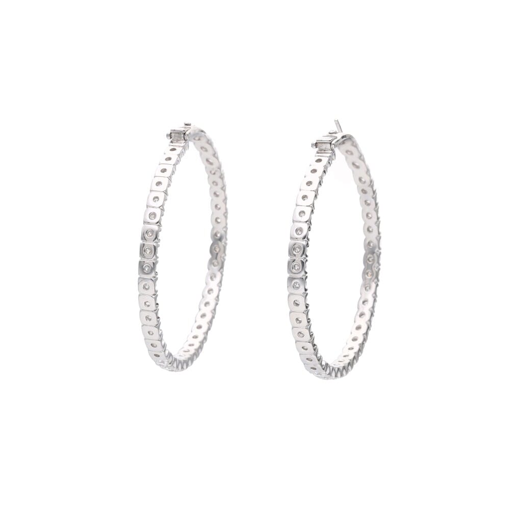 White Gold and 6.85ctw Diamond Hoop Earrings