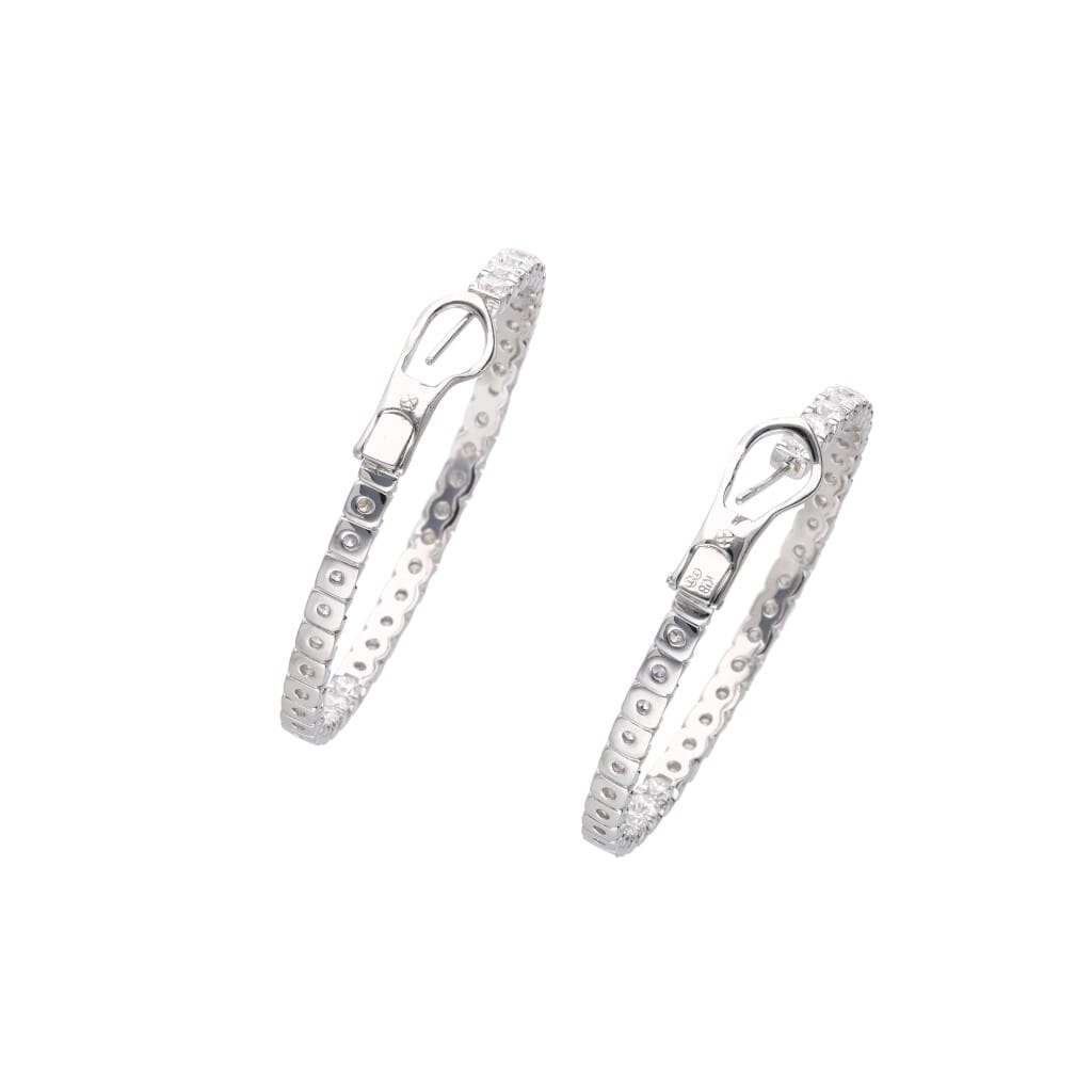 White Gold and 6.85ctw Diamond Hoop Earrings