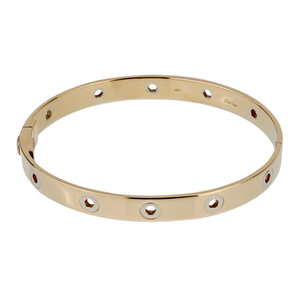 Vintage Gold and White Gold Love Series Bangle Bracelet