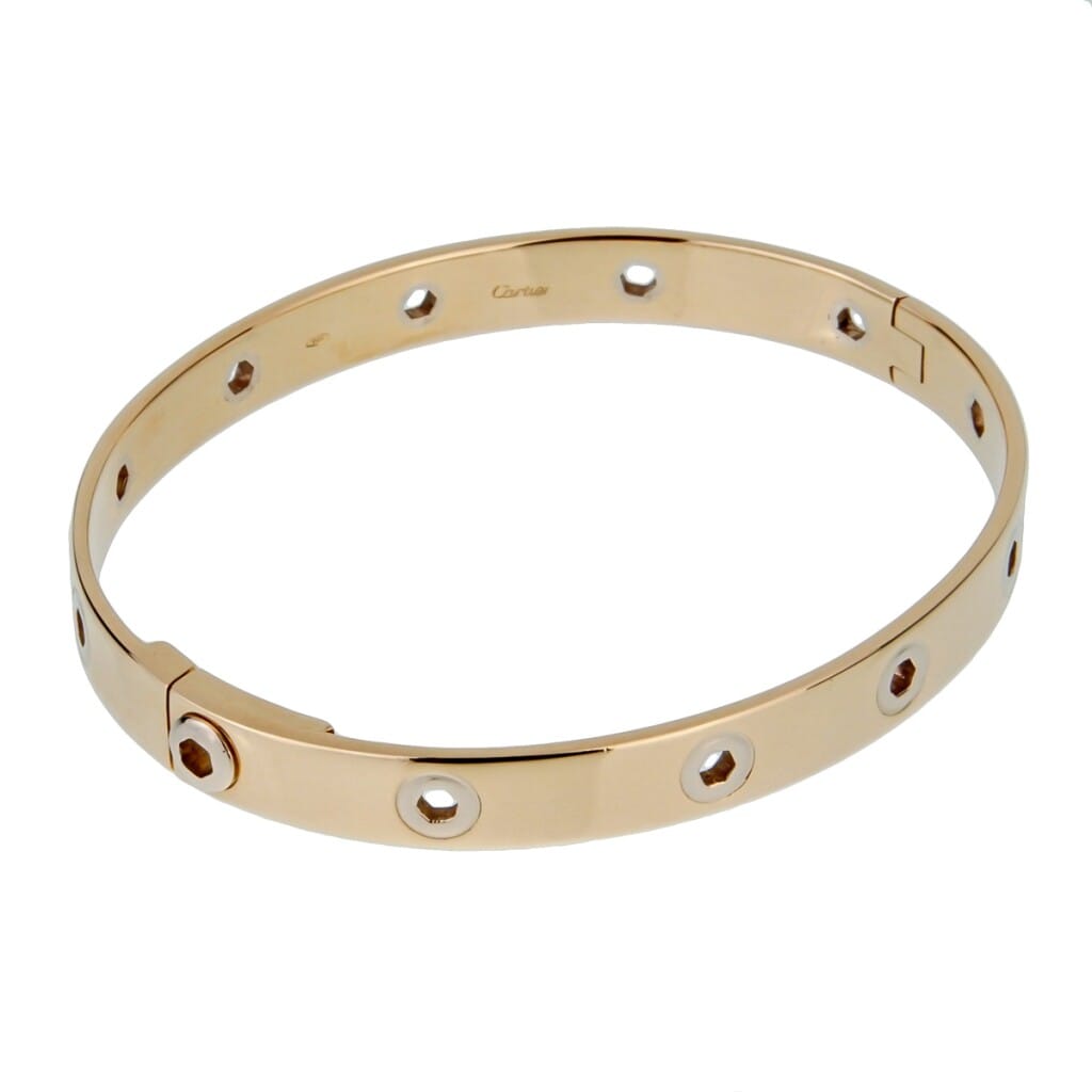 Vintage Gold and White Gold Love Series Bangle Bracelet