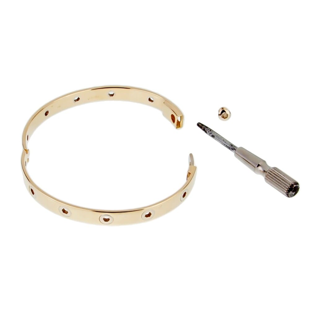 Vintage Gold and White Gold Love Series Bangle Bracelet
