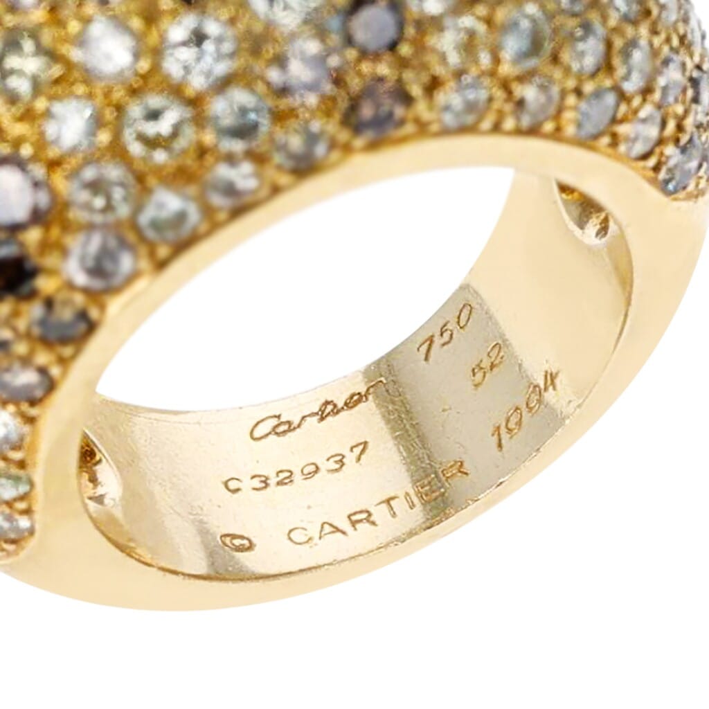 Gold, Colored Diamond and Diamond Bombé Band Ring