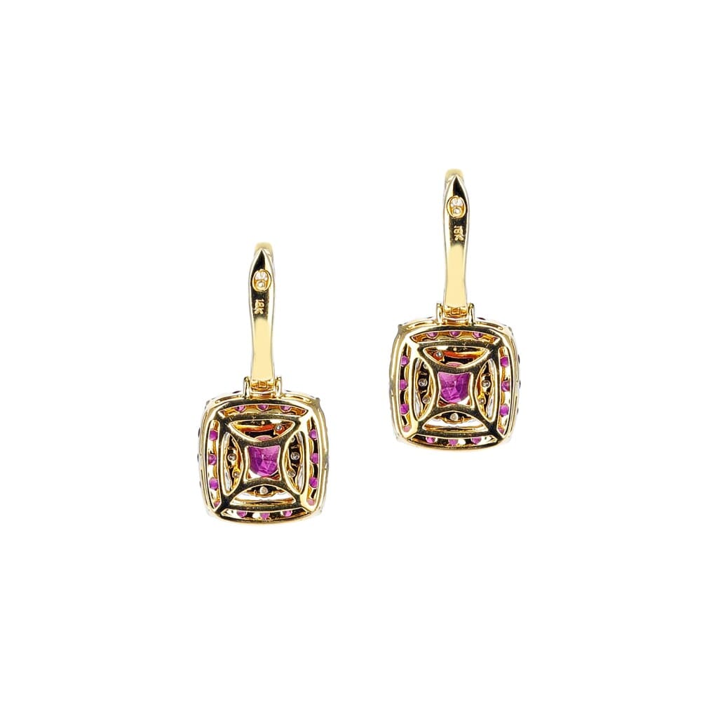 Gold, 1.60ct Burmese Ruby and Diamond Earrings