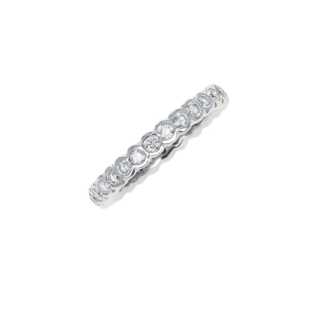 White Gold and 0.85ctw Round Brilliant Cut Diamond Eternity Band Ring