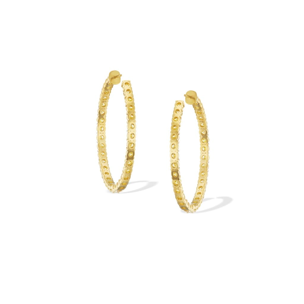 Gold and 12.55ct Fancy Intense Yellow, Fancy Vivid Yellow Diamond Hoop Earrings