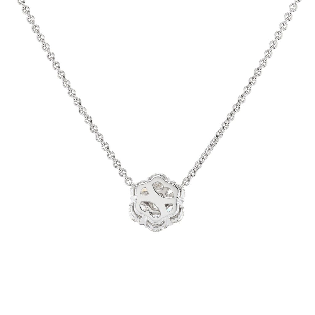 White Gold and Diamond Cluster Pendant Necklace