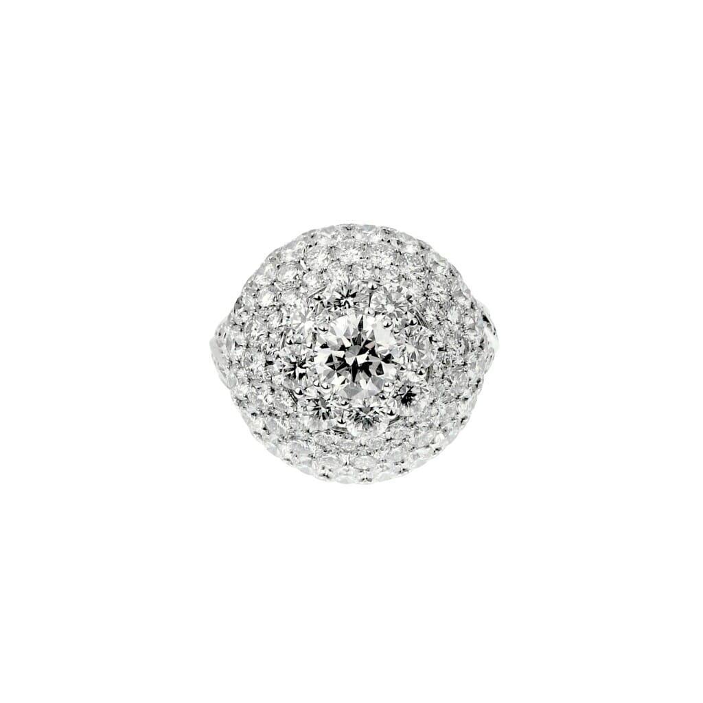 White Gold and Diamond Bombé Ring